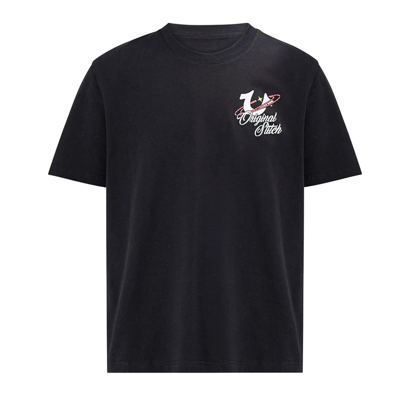 True Religion T-Shirt - Gerader Schnitt- Überschnittende Schultern- Ru schwarz