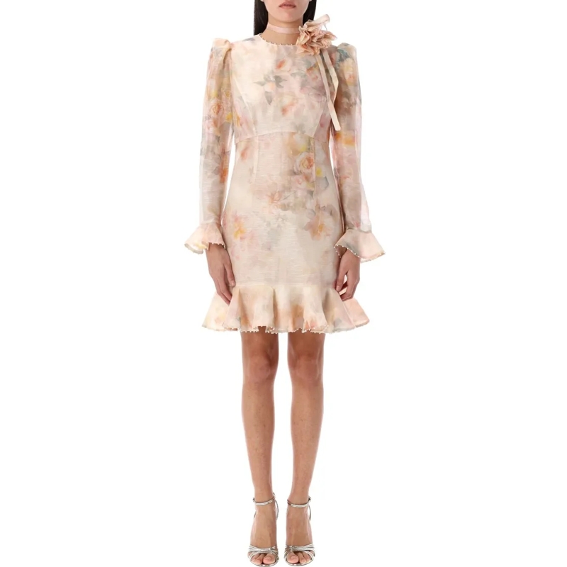 Zimmermann Mini-robe Crush Flower Mini Dress Neutrals
