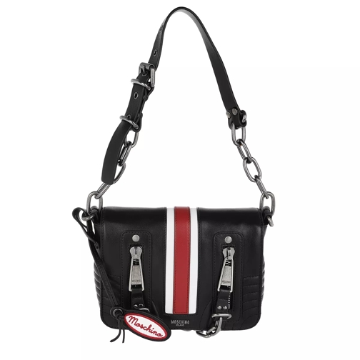 Moschino Striped Shoulder Bag Black Crossbody Bag