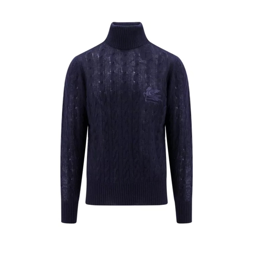 Etro Cashmere Sweater With Embroidered Logo Blue 