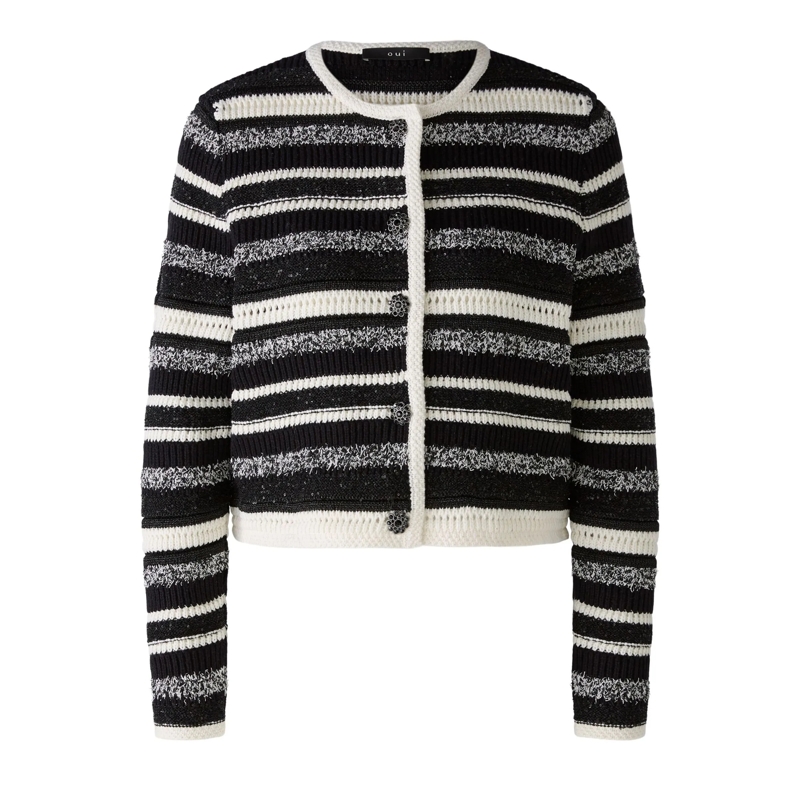 Oui Strickjacke Strickjacke weiss