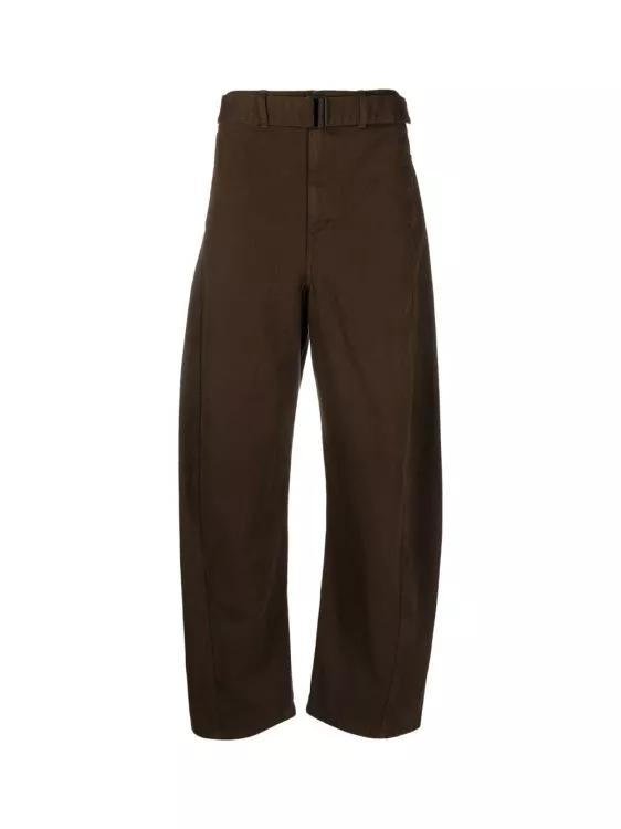 Lemaire Twisted Belted Brown Pants Brown