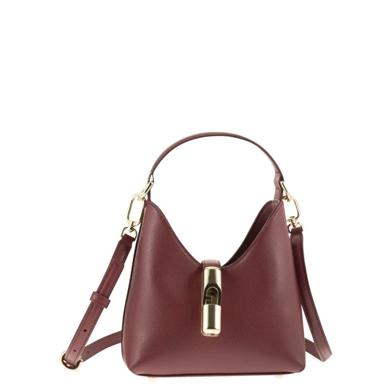Furla Schultertasche Mini Hobo Bag With Trapezoidal Silhouette Burgundy