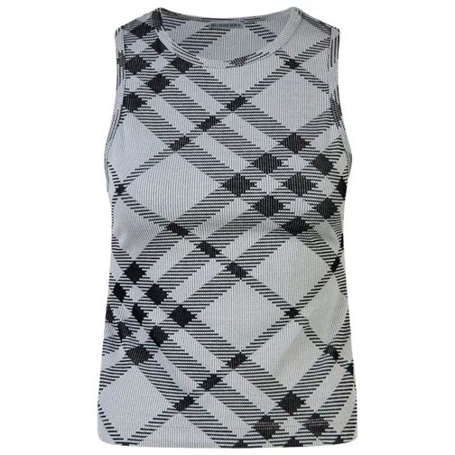 Burberry Check' Cotton Blend Tank Top Grey 