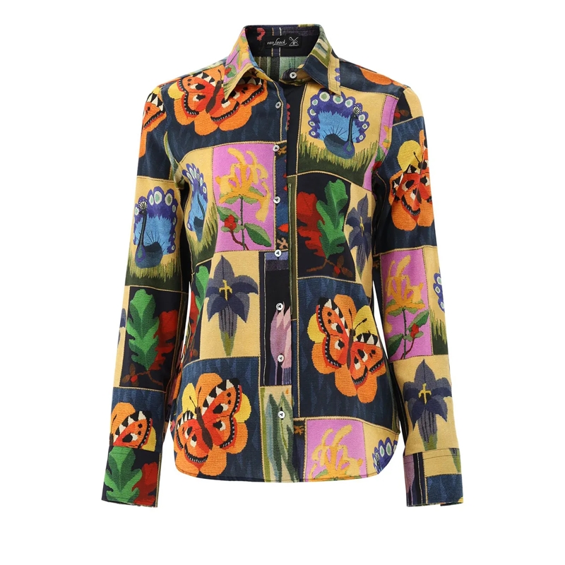 VAN LAACK Bluse Bluse Modern Fit Druck bunt