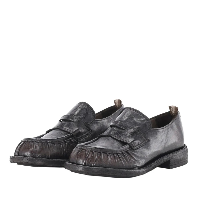 Officine Creative Schnürschuhe Loafers Rugged aus Leder schwarz