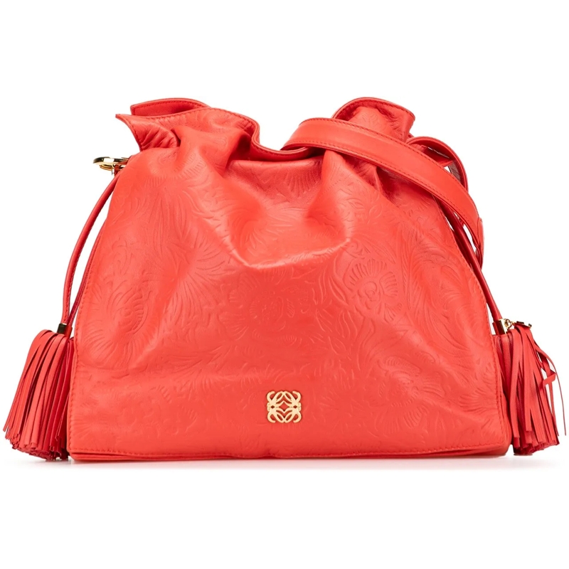 Loewe Schultertasche Embossed Leather Flamenco Tassel Crossbody rot