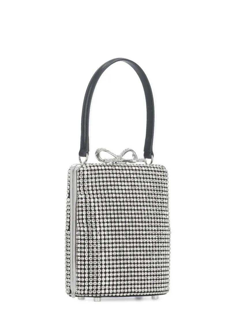 Self-portrait Bucket bags Silver Self Portrait Strass Hand in grijs