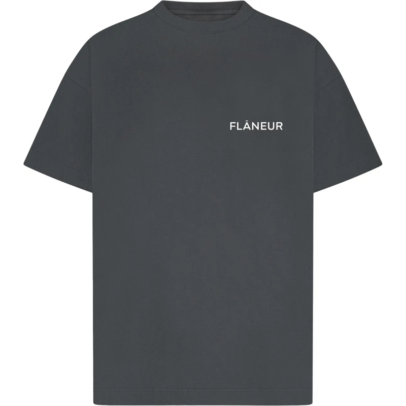 Flâneur T-shirt Double Logo Washed T-Shirt | Black schwarz