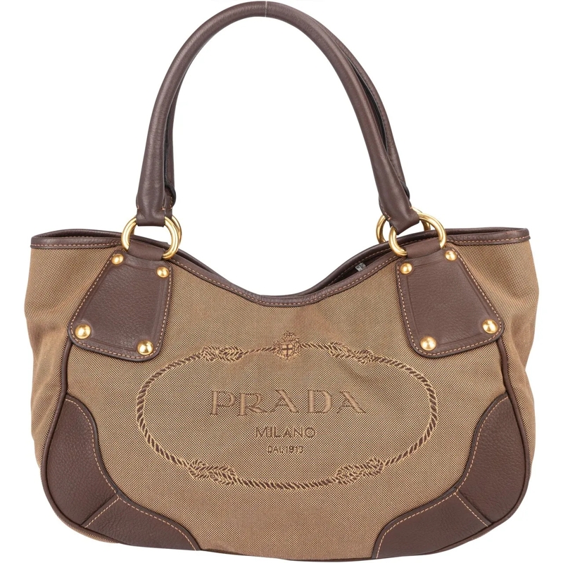 Prada Tote Prada Logo Jacquard Triangle Tote Handbag braun