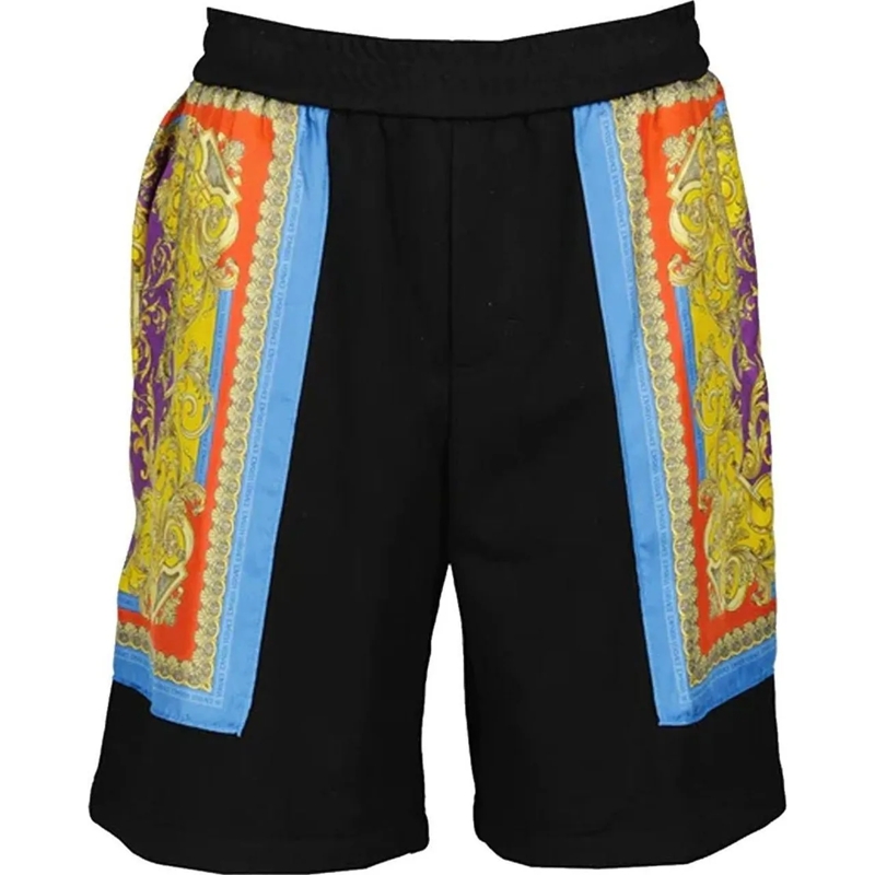 Versace Korte broek Versace Barocco Goddess Night Print Shorts schwarz