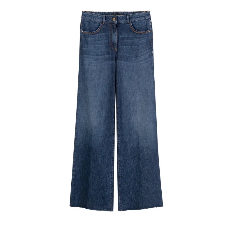 Luisa Cerano Wide-Leg-Jeans Authentic-Bootcut-Denim dark blue