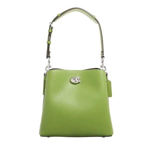 Coach Shoulder Bag Polished Pebble Leather Willow Bucket lh/dark lime