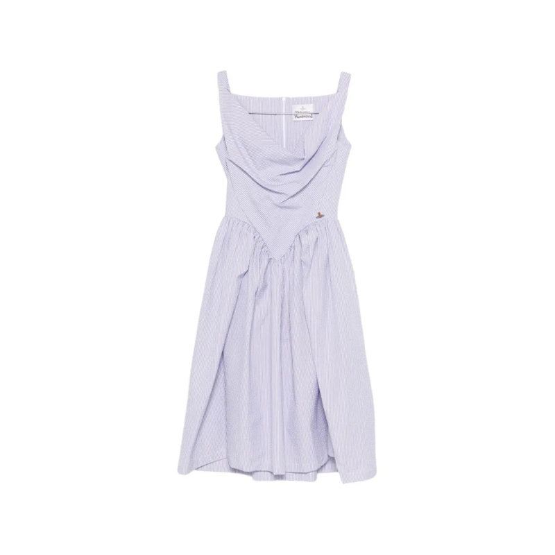 Vivienne Westwood Midikleid Sleeveless White Midi Dress With Draped Cowl Neckl White