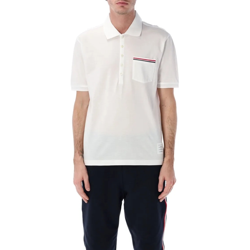Thom Browne Polo shirt Mercerized Piqué Polo White