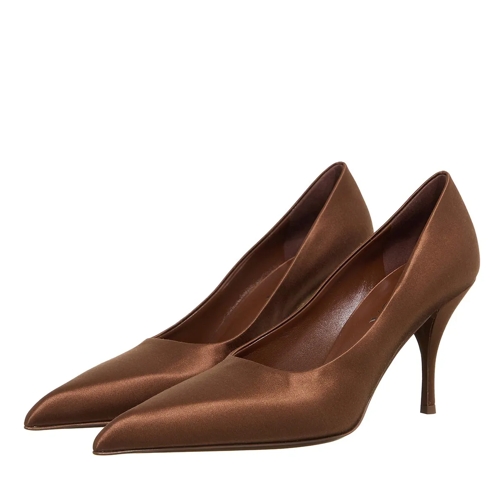 Prada Pump 90mm Silk Satin Pointed Pumps Tabacco