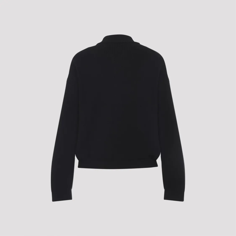 Fabiana Filippi Bomberjacke Ribbed Black Zip-Up Jacket With Decorative Buttons Black