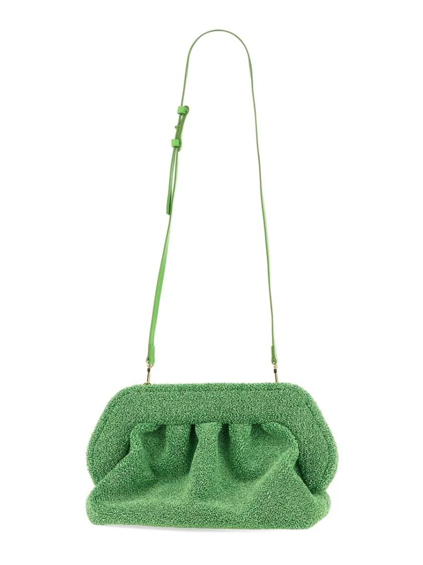 Themoirè Clutches Textured Green Bag With Gathered Body in groen