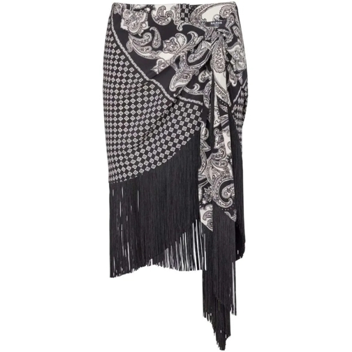 Balmain Mini-Röcke Fringed Paisley-Print Silk Miniskirt Black