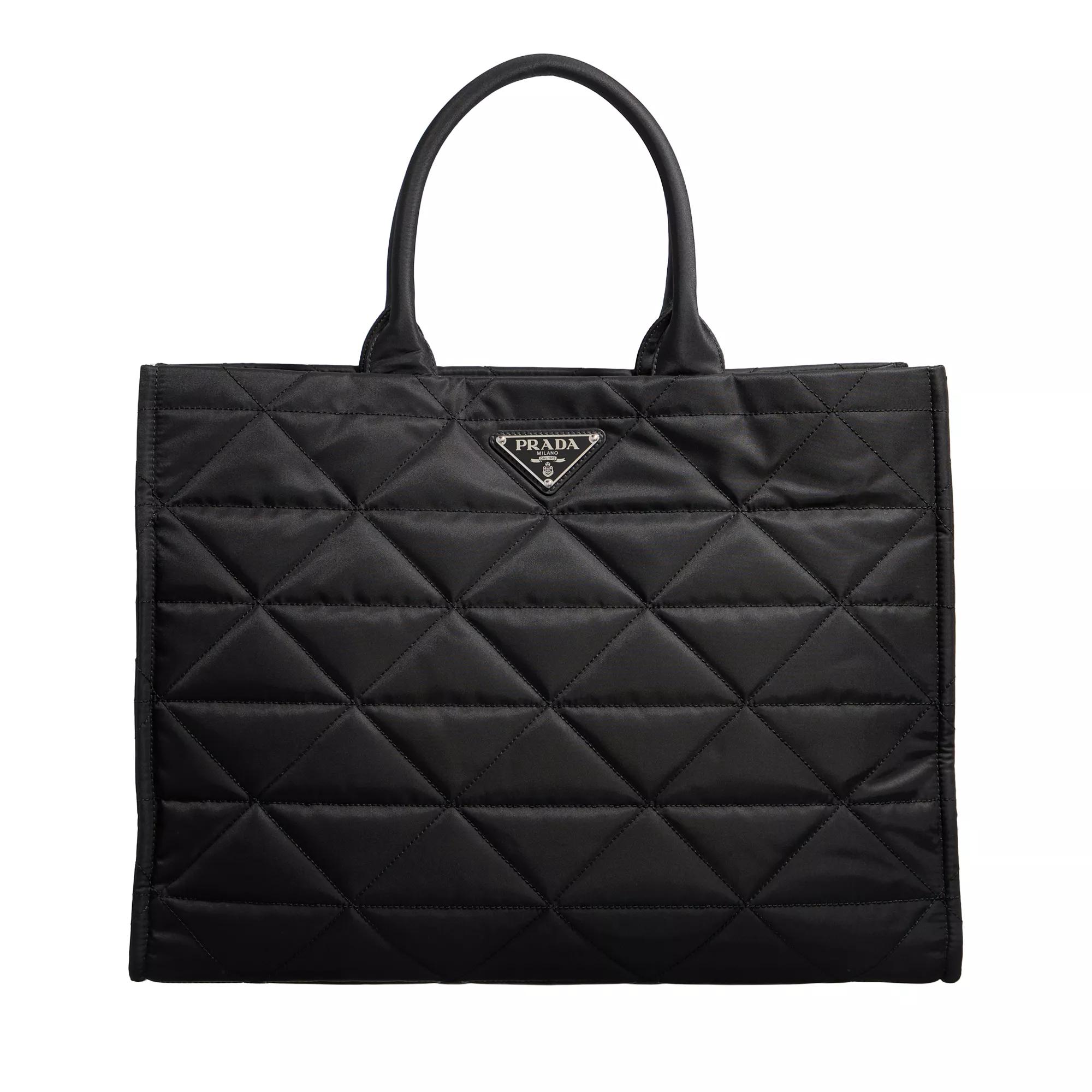 Black quilted nylon tote bag online