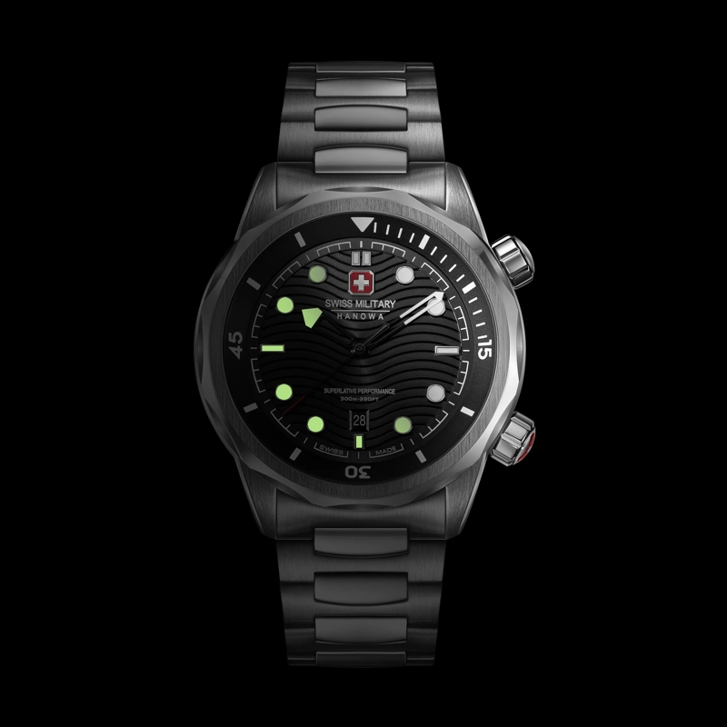 Swiss Military Hanowa Quarzuhr Quarzuhr Breakwater- 3 Zeiger Uhr- Wasserbestän silber(Image 5)