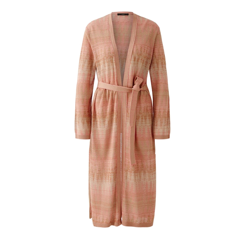 Oui Strickjacke Strickmantel rose