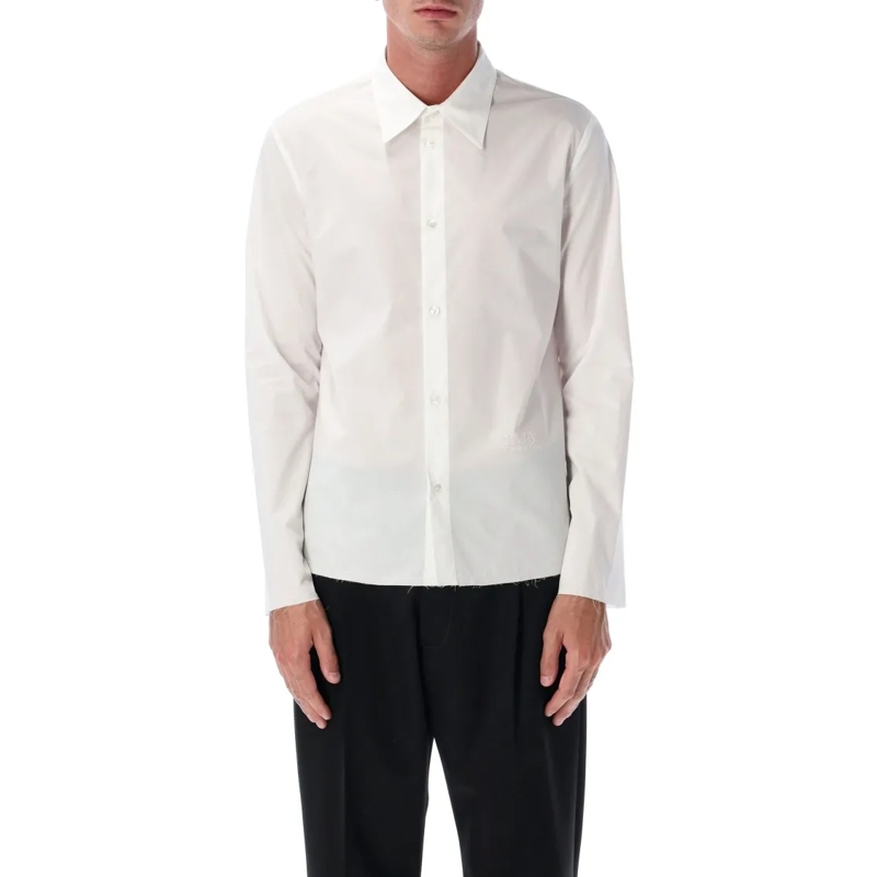 MM6 Maison Margiela Hemd White Cotton Shirt With Raw Hem White