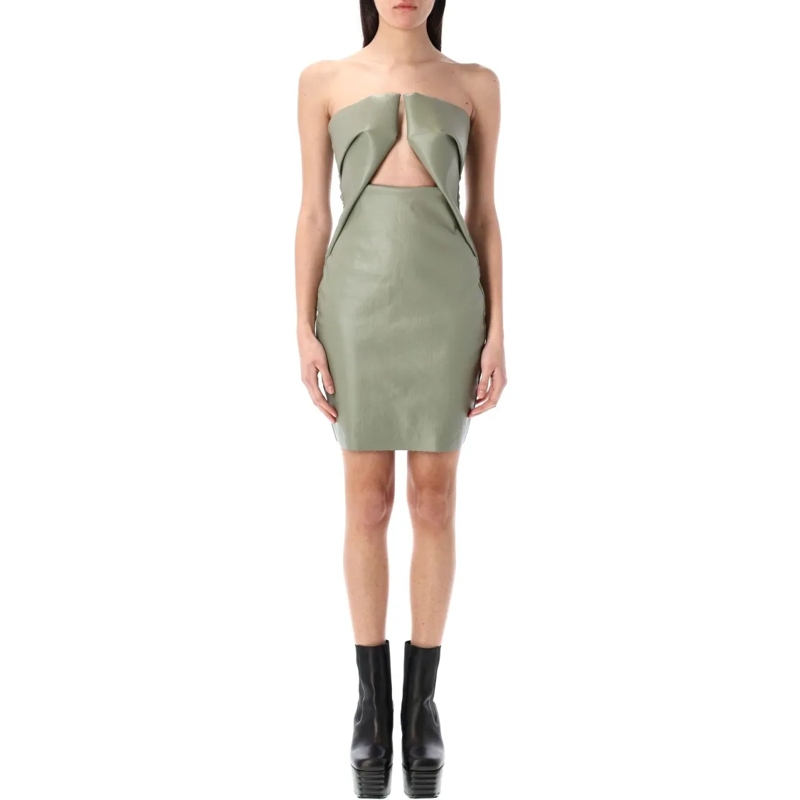 Rick Owens Mini-jurk Strapless Mini Dress With Geometric Cutout Green