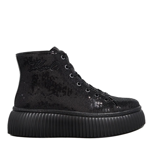 Karl Lagerfeld sneaker haut de gamme Kreeper Lo Sparkle Mid Lace Black Glitter Mono