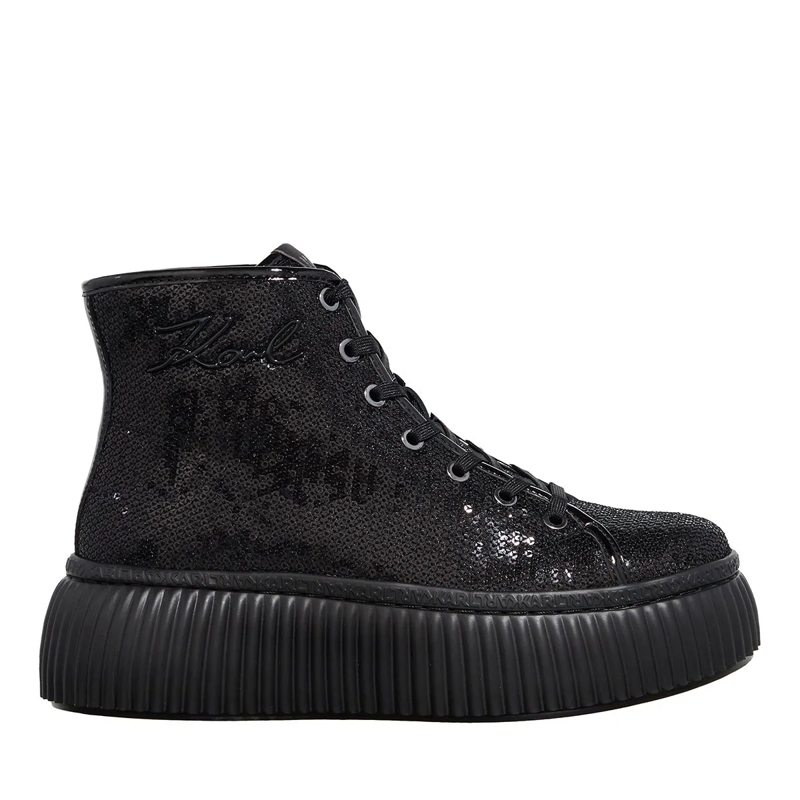 Karl Lagerfeld High-Top-Sneaker Kreeper Lo Sparkle Mid Lace Black Glitter Mono
