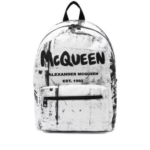 Alexander McQueen Backpack Graffiti Print White/Black White Ryggsäck