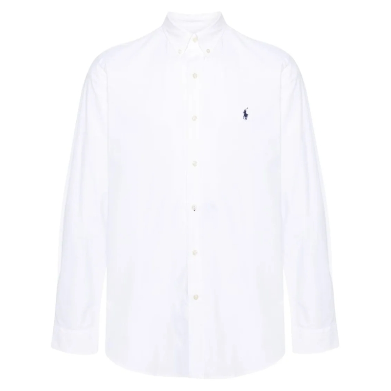 Polo Ralph Lauren Overhemd White Cotton Shirt With Curved Hem White