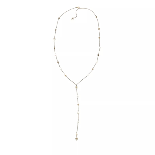 Christian Dior Native Long Thin Necklace Antique Gold/White Lange Halskette