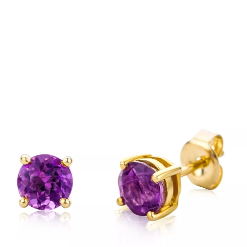 DIAMADA Earrings Violet Amethyst "The Creative One" 14KT Yellow Gold Stud