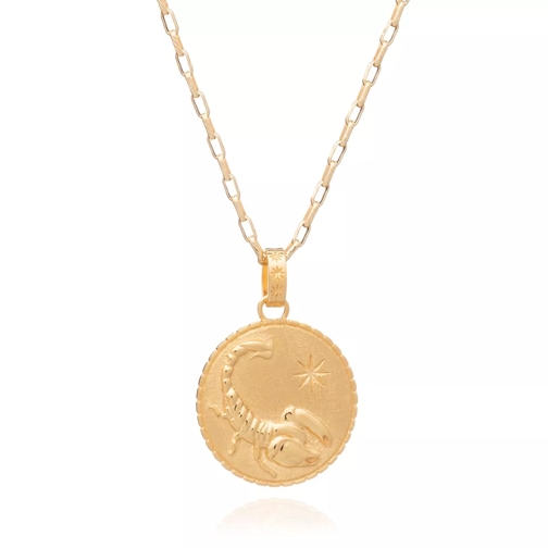 Rachel Jackson London Statement Scorpio Zodiac Art Coin Long Necklace  Yellow Gold Medium Necklace