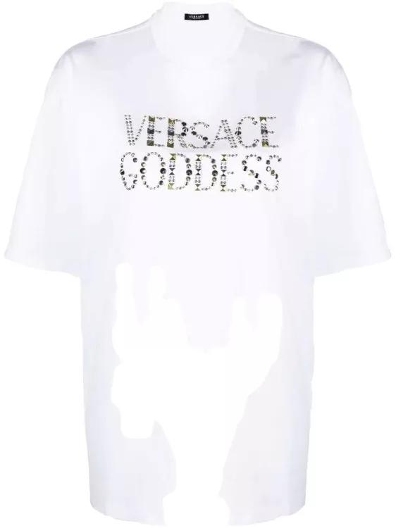 Versace - Goddess-Print T-Shirt - Größe 40 - white