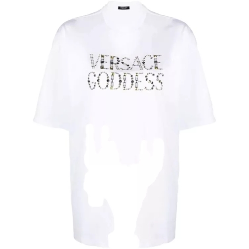 Versace Goddess-Print T-Shirt White 
