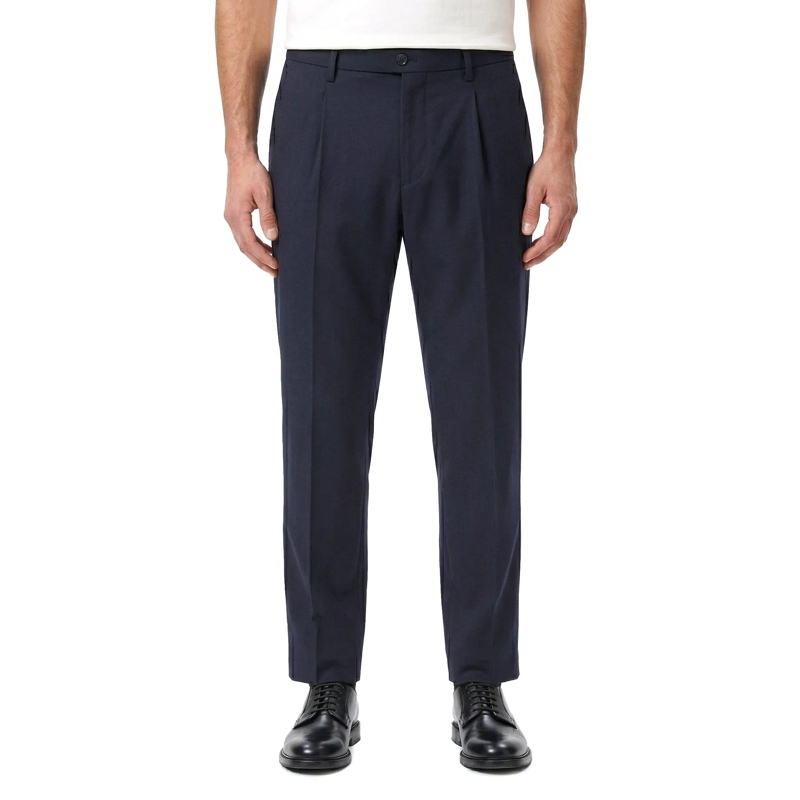 Canali Freizeithose Regular-Fit Hose aus Wolle und Leinen dunkelblau(Image 7)