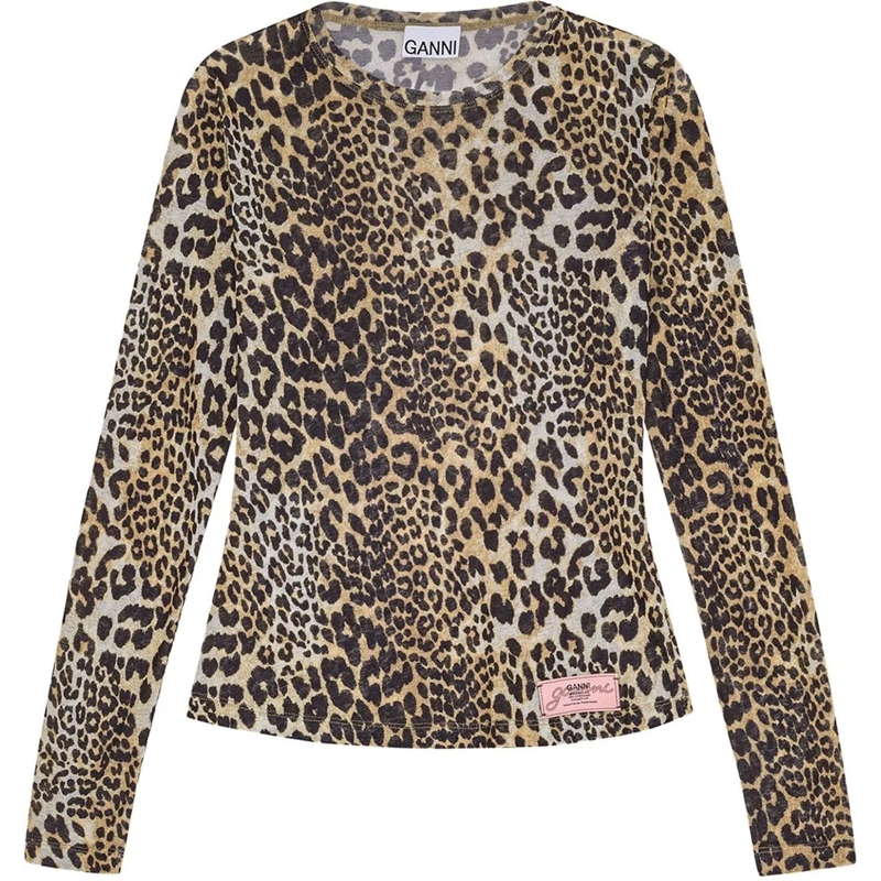 GANNI Langärmeliges Oberteil top leopard mehrfarbig