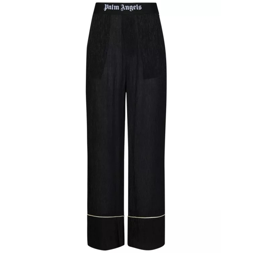 Palm Angels Lamé Crêpe Jersey Pajama Trousers Black Broeken