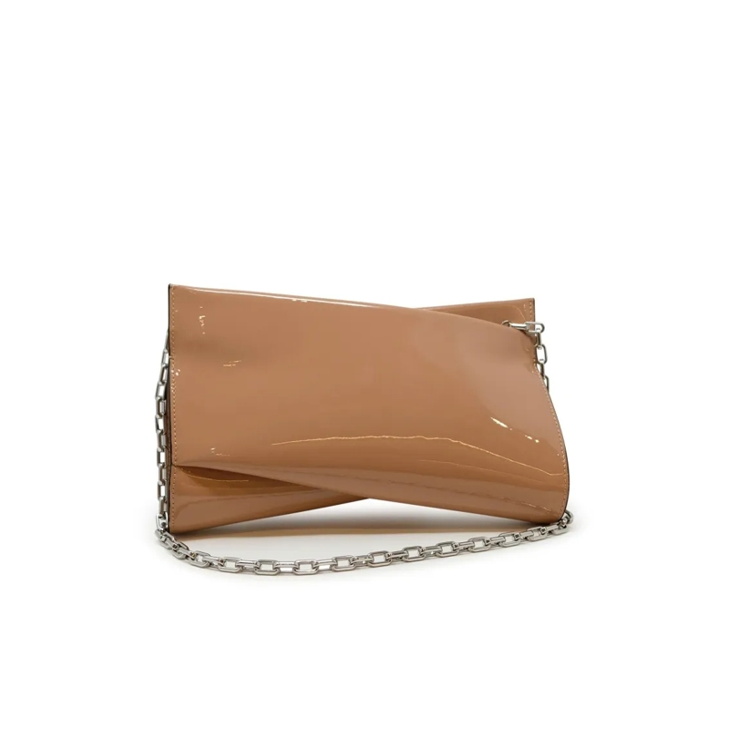 Christian Louboutin Clutch 3245151 Pk1a Nude Patent Loubitwist Clutch Bag Brown