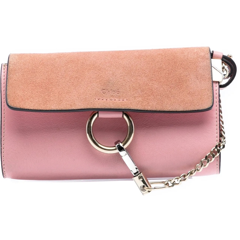 Chloé Schultertasche Mini Calfskin and Suede Faye Chain Crossbody rose