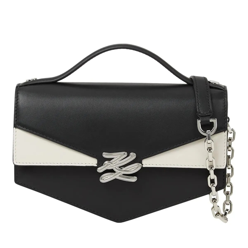 Karl Lagerfeld Crossbody Bag KL Studio Autograph monochrome Umhängetasche Umhän schwarz