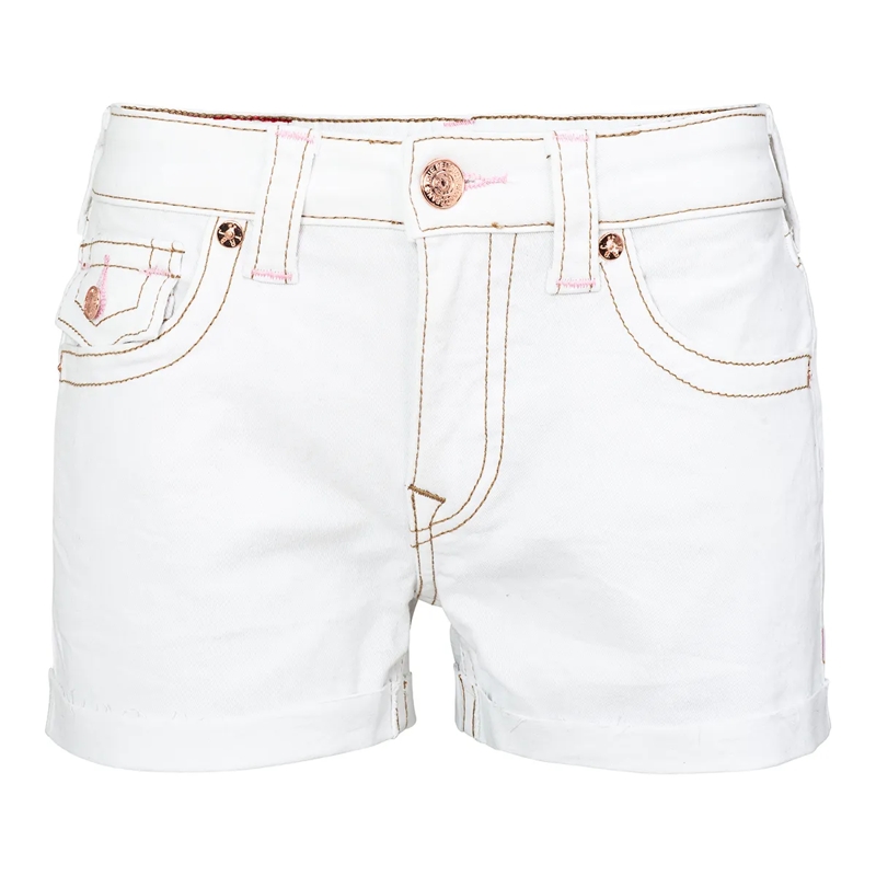 True Religion Shorts - Curvy Short- Mid Rise- Weiße Short- Umgeschla weiss