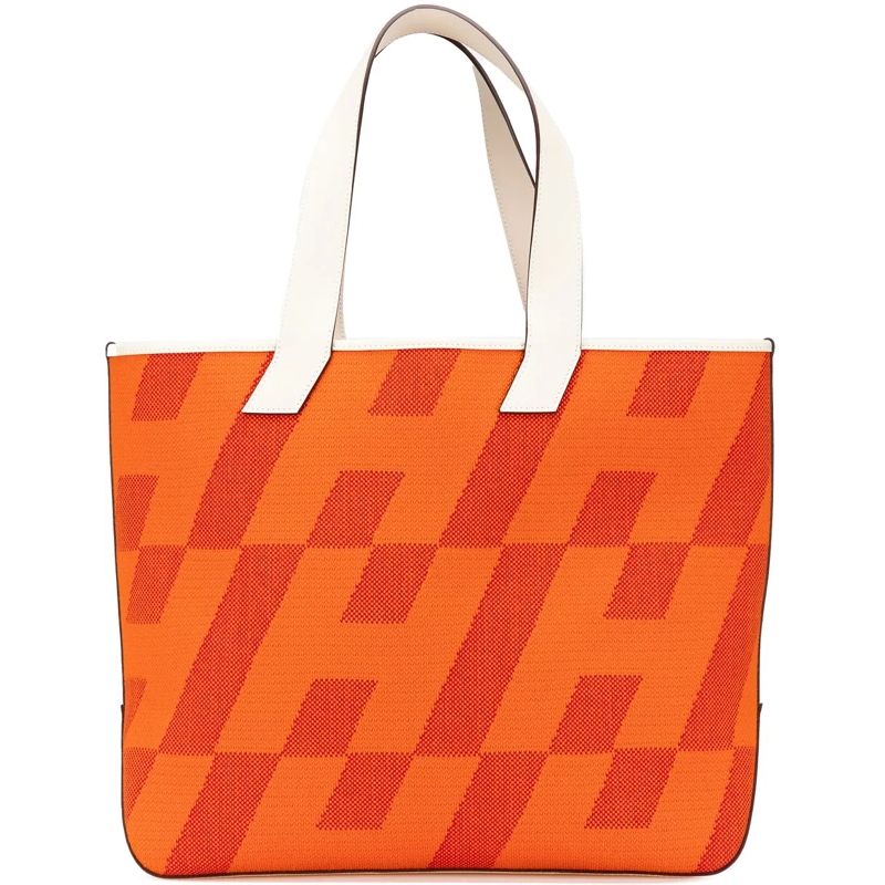 Hermès Sac à provisions Toile H and Swift Cabas H en Biais 40 orange