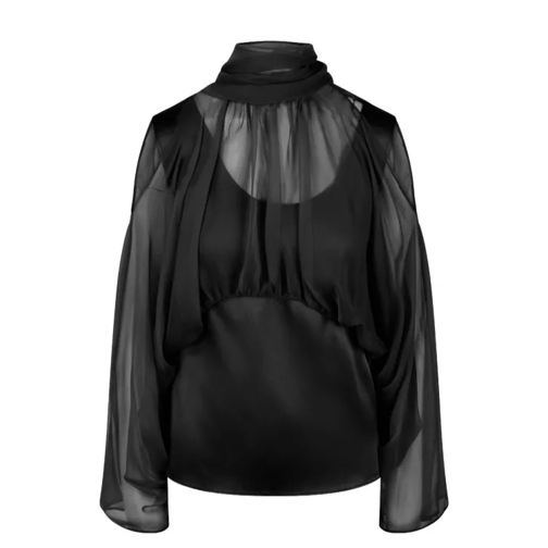 Alberta Ferretti Satin And Organza Shirt Black 