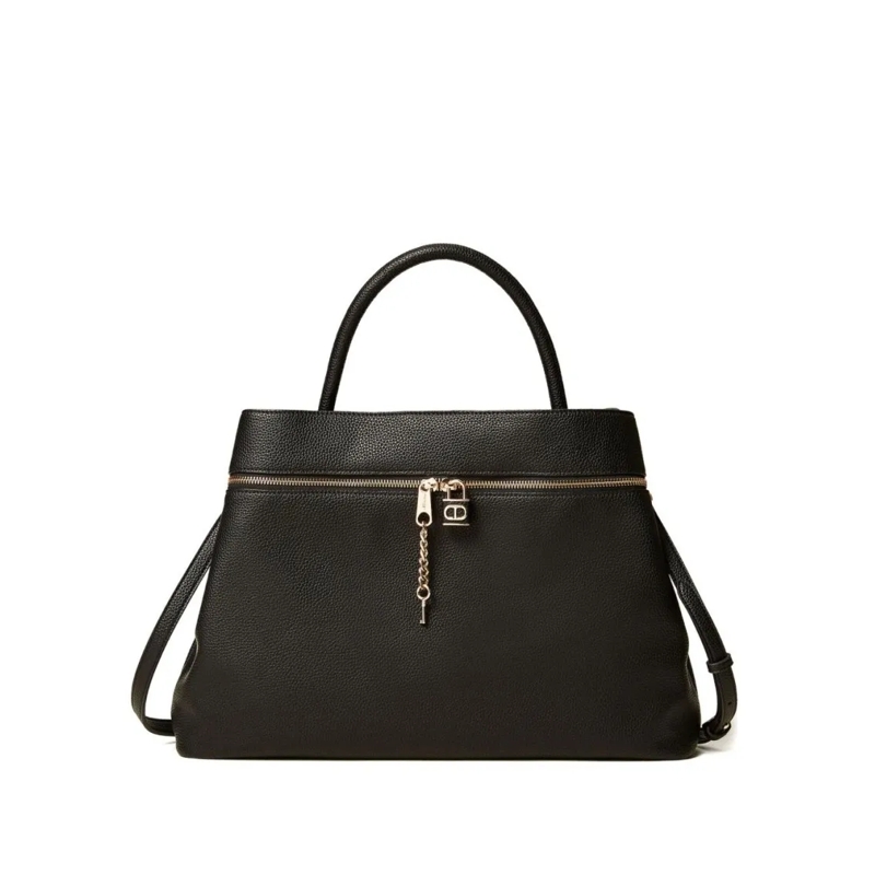 Twin-Set Fourre-tout Structured Handbag With Gold-Tone Zipper Black