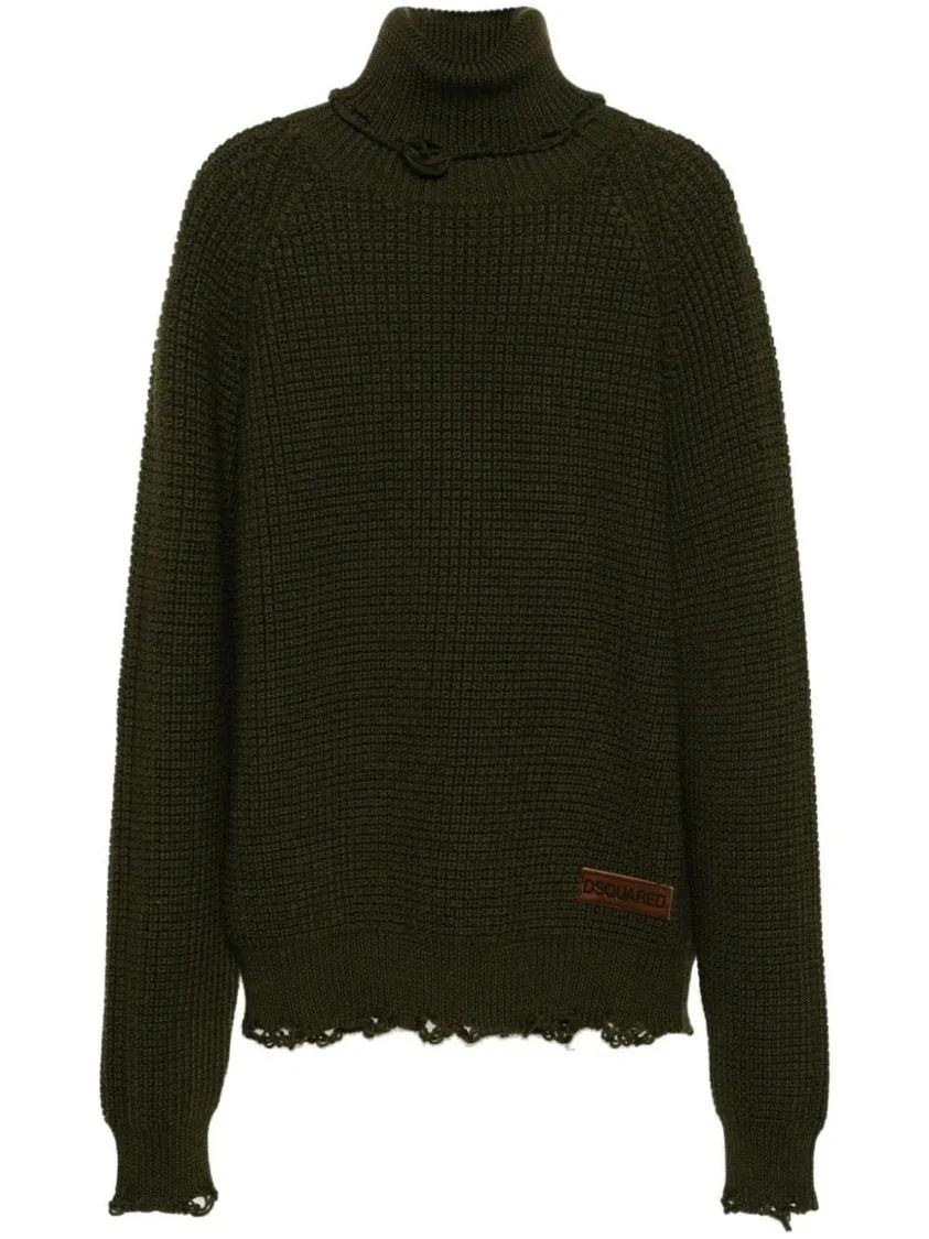 Dsquared2 - Roll-Neck Wool Jumper - Größe L - grün