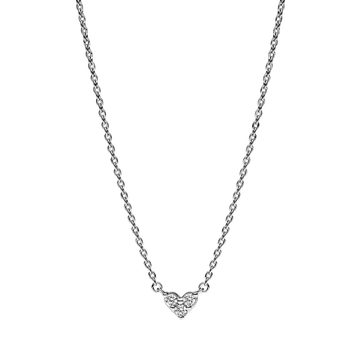 Pandora Heart sterling silver necklace withcubic zirconia Clear Mittellange Halskette