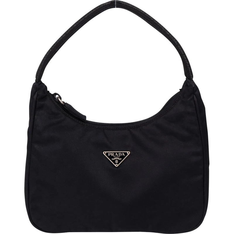 Prada Schultertasche Prada Black Nylon Triangle Vintage Re-Edition Hand schwarz
